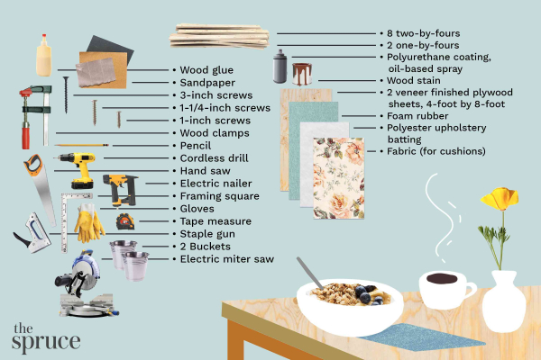 Materialen en tools om een ​​DIY-ontbijthoek te bouwen 